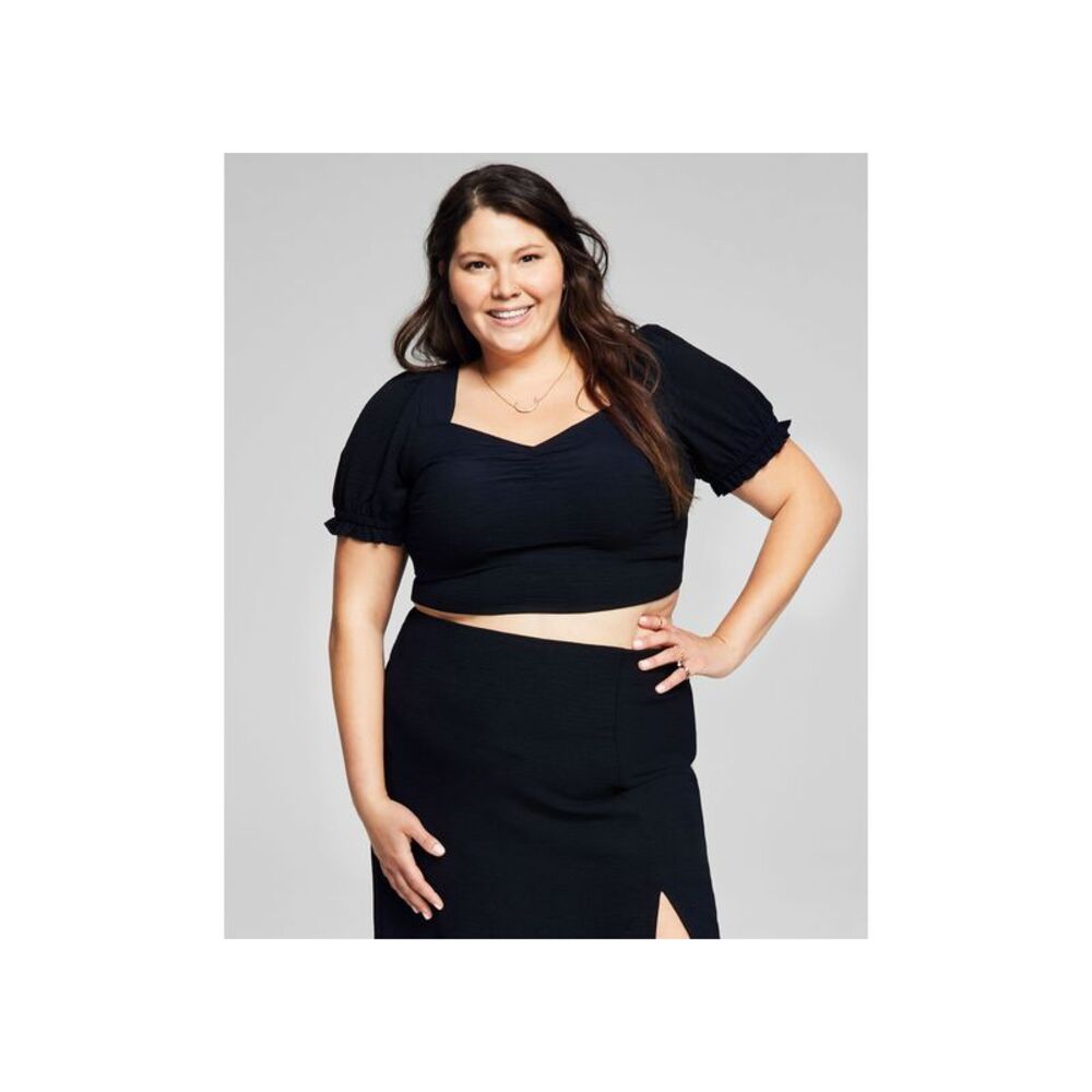 And Now This Now This Plus Size Tie Back Crop Top